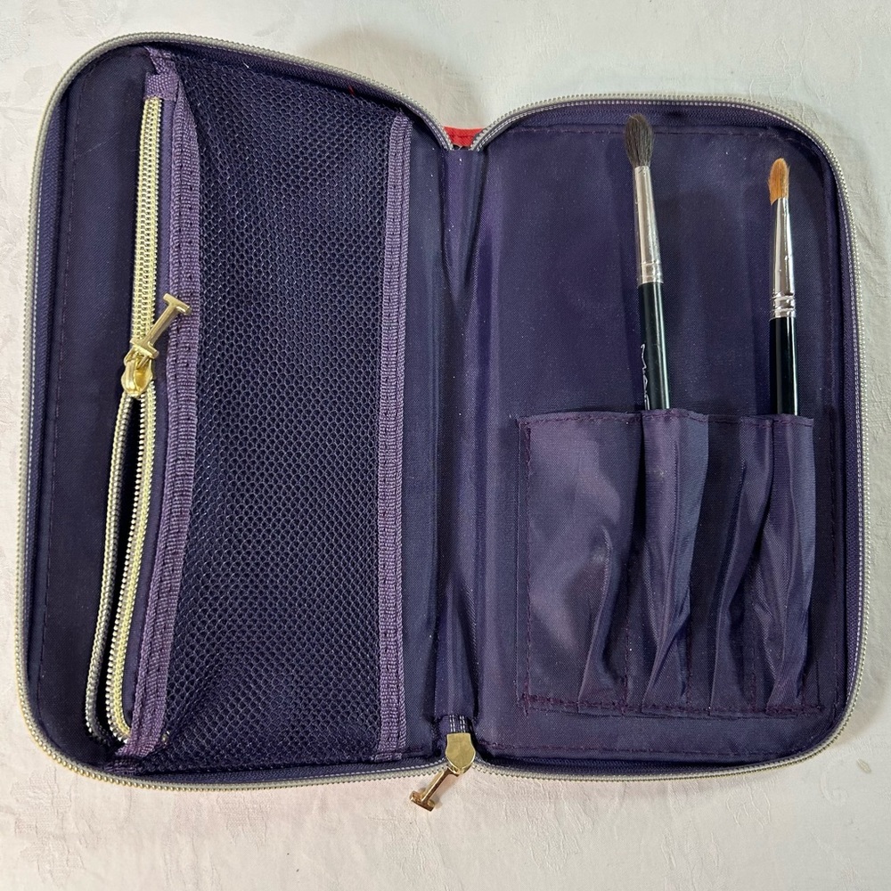 Isaac Mizrahi New York Zip Around Make-Up Brush Case Red Purple